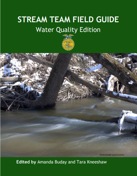Cover of the Stream Team Field Guide with green boarders and a close-up image of a river